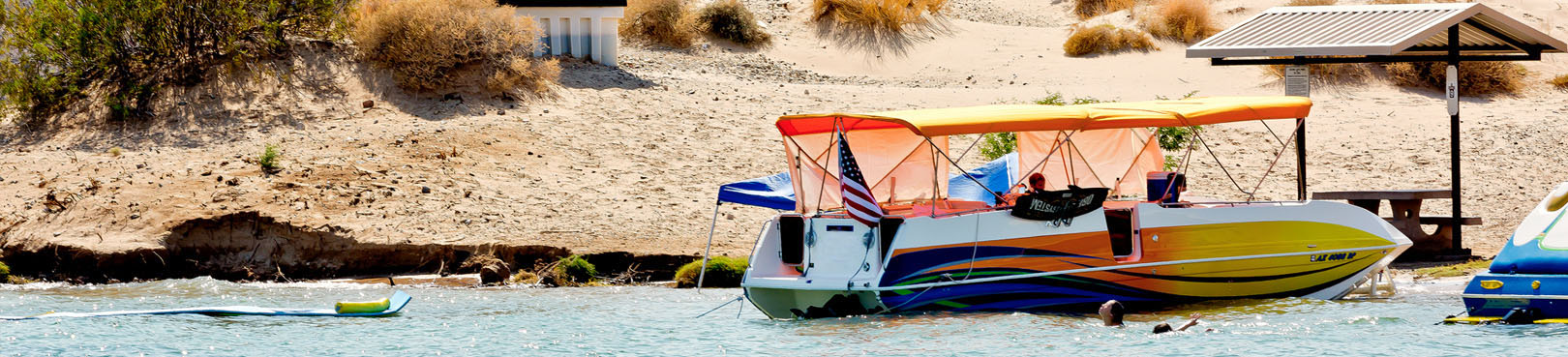 A boat on the water at Buckskin Mountain State Park