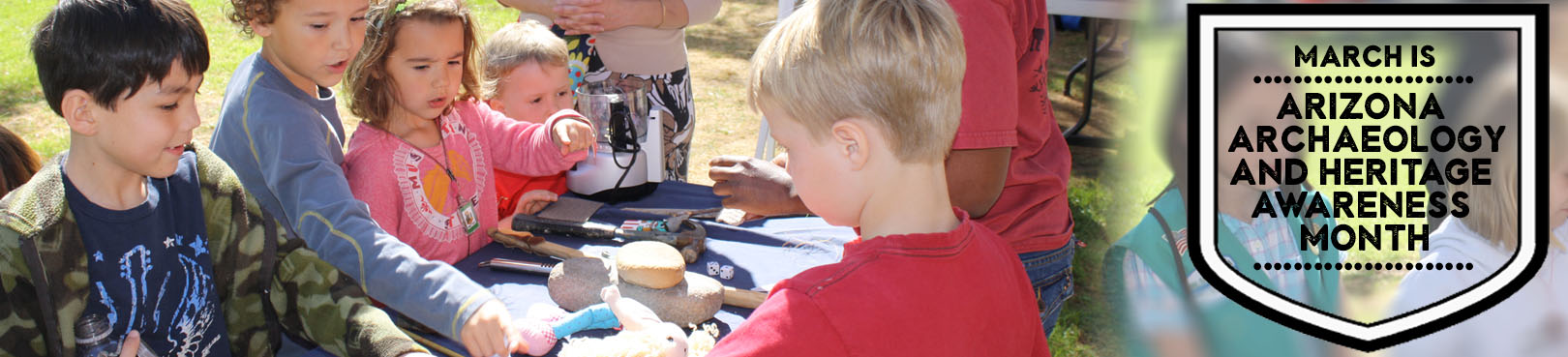 Children at a learning table during Arizona Archaeology and Heritage Awareness Month