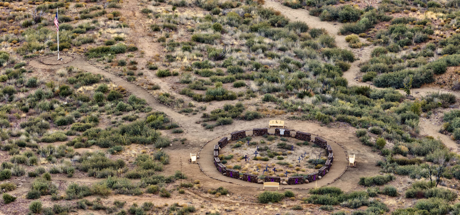 A view from above of the fatality site at Granite Mountain Hotshots Memorial State Park