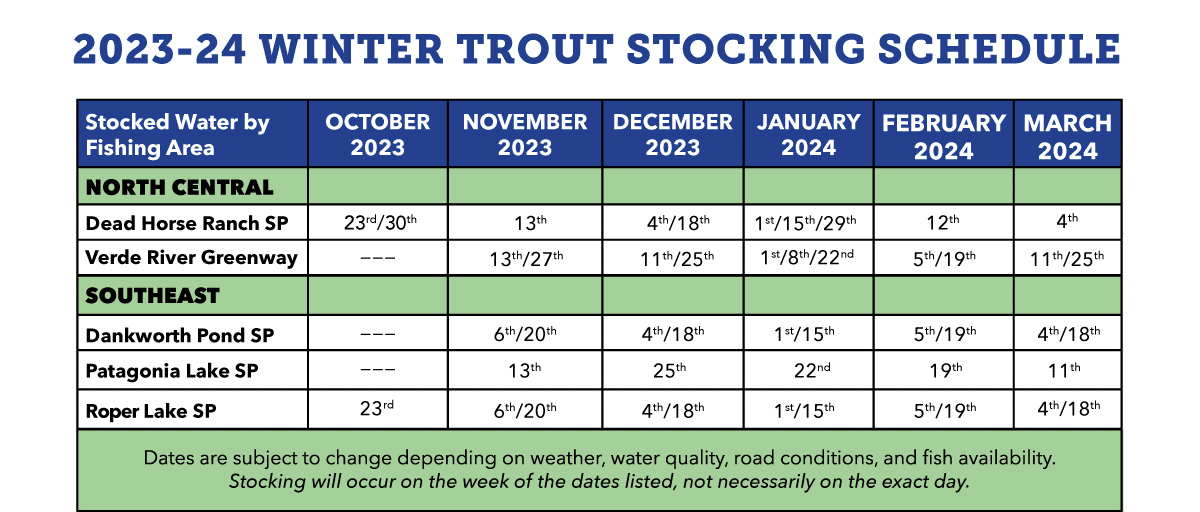 Arizona trout fishing schedule