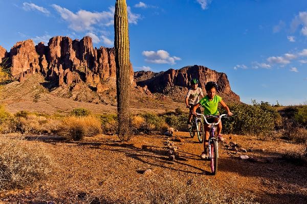Kids on bikes at Lost Dutchman State Park