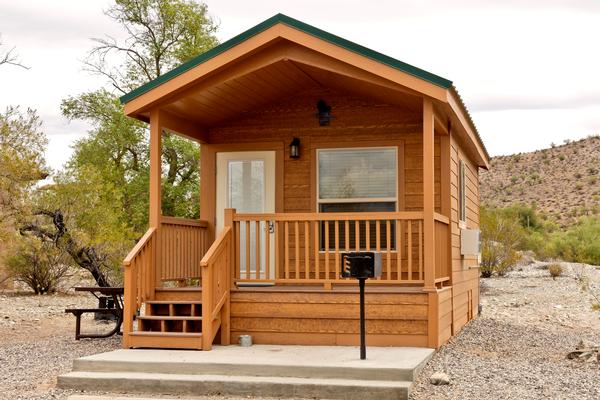 The front porch of one of the Alamo Lake Cabin