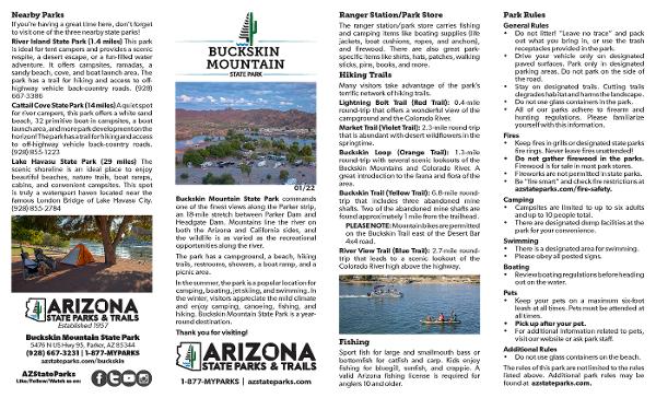 Buckskin Mountain Park Map