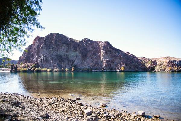 The Colorado in bright green and blue at Buckskin Mountain State Park