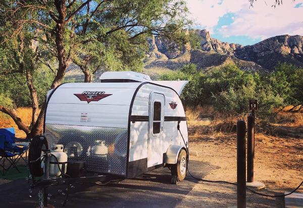 An RV in Catalina State Park- Tucson area camping