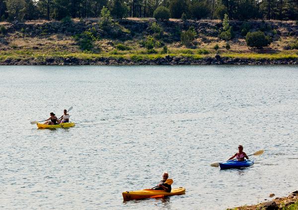Boaters and kayakers enjoy the water at the park