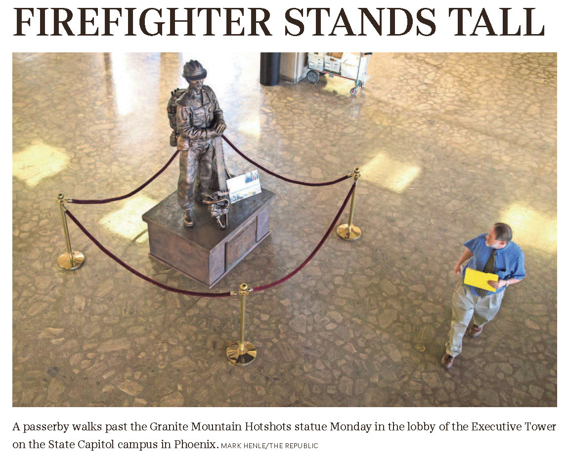 A photo from the article announcing that the statue was housed in the Arizona State Capitol