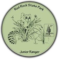 Junior Ranger Button for Roper Lake State Park, featuring Rocky Ringtail