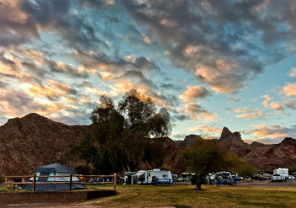 Sunset over the campground at River Island Campground