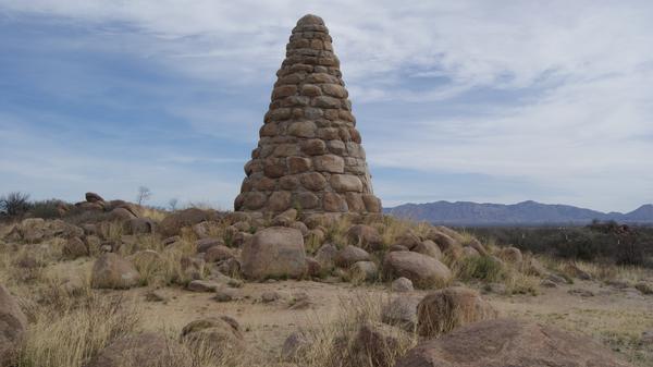 The stone monument built over Ed Scheiffelin's grave near Tombstone, Arizona.