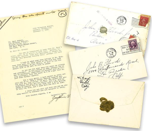 A photo of some of the letters and envelopes on display at the park