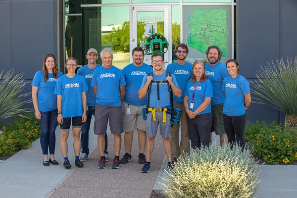 The Arizona State Parks Google hiking team stands in front of the office