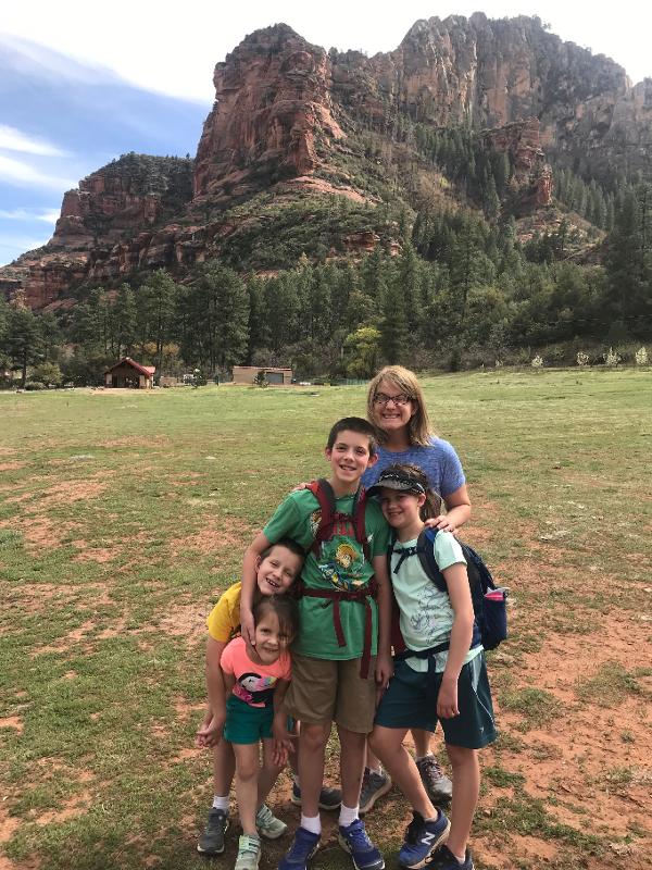Stacey Padgett and family at Slide Rock State Park