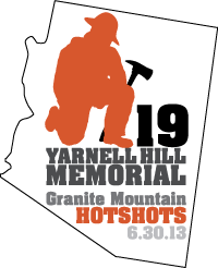 Yarnell HIll Memorial logo with wildland firefighter