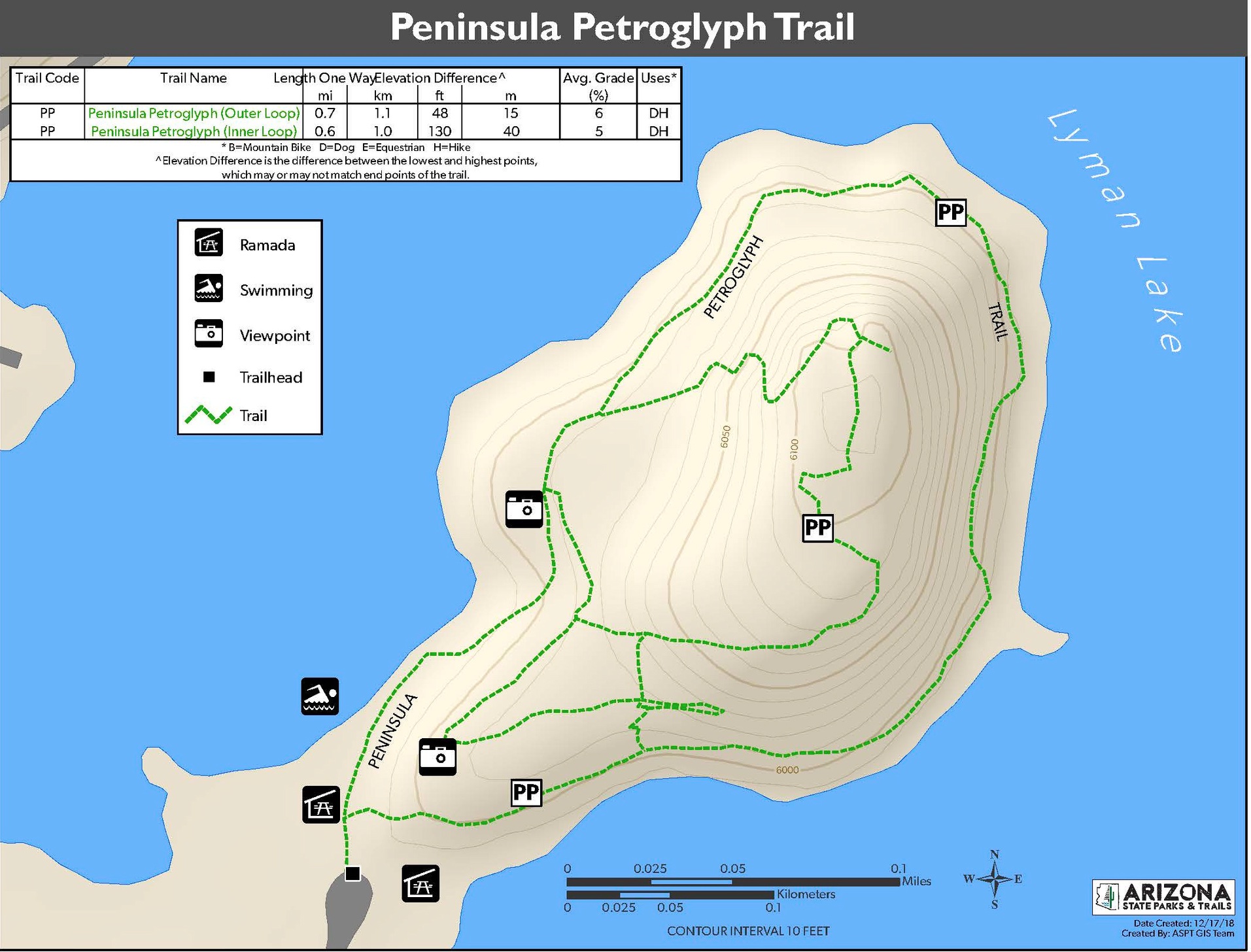 A GIS map of the Peninsula Petroglyph Trail at Lyman Lake