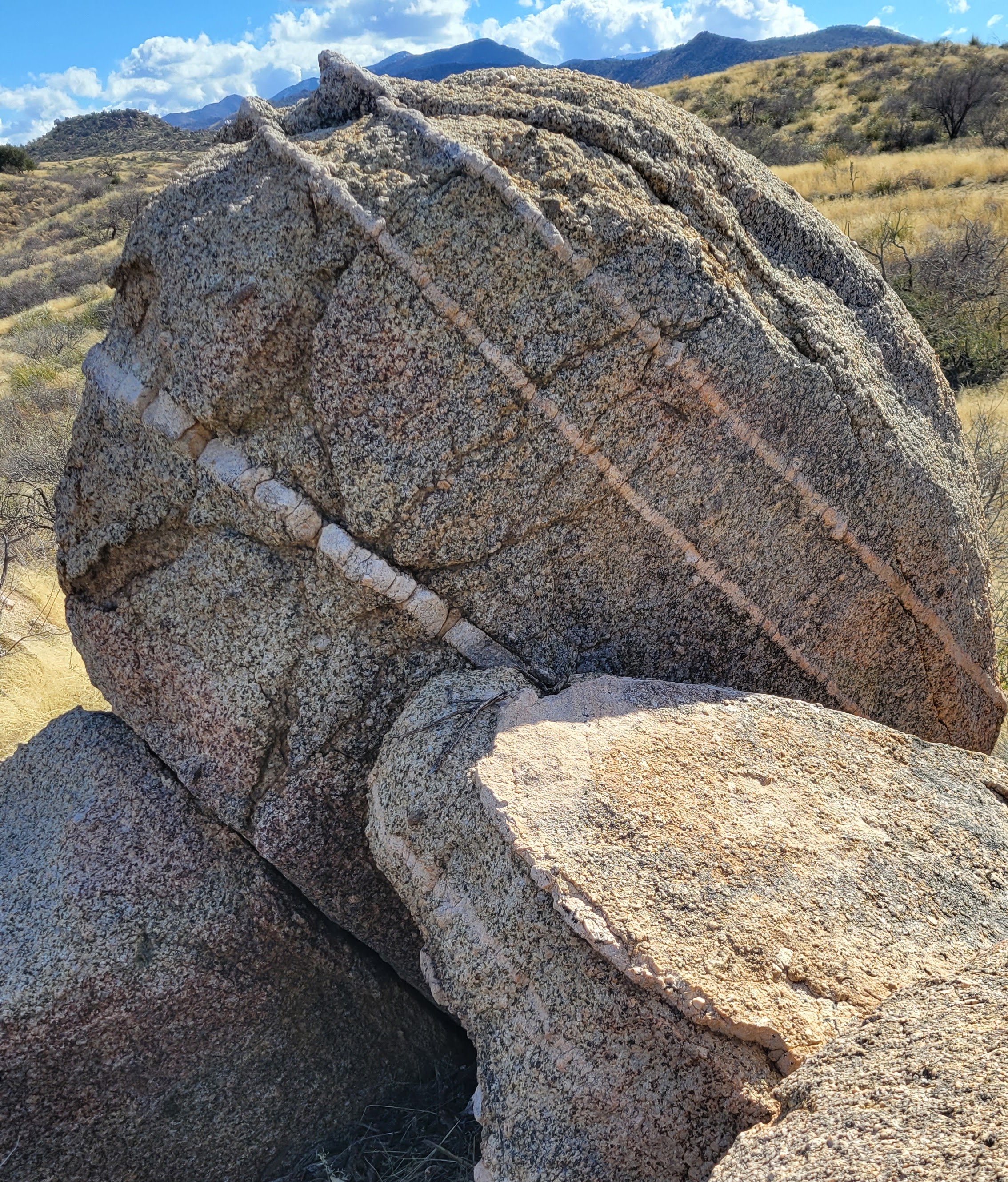An example of unique merged rock formations at Oracle State Park