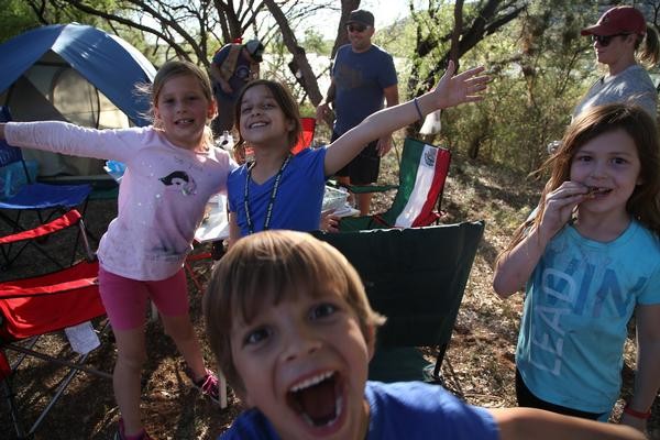 Kids having fun while camping at Patagonia Lake State Park