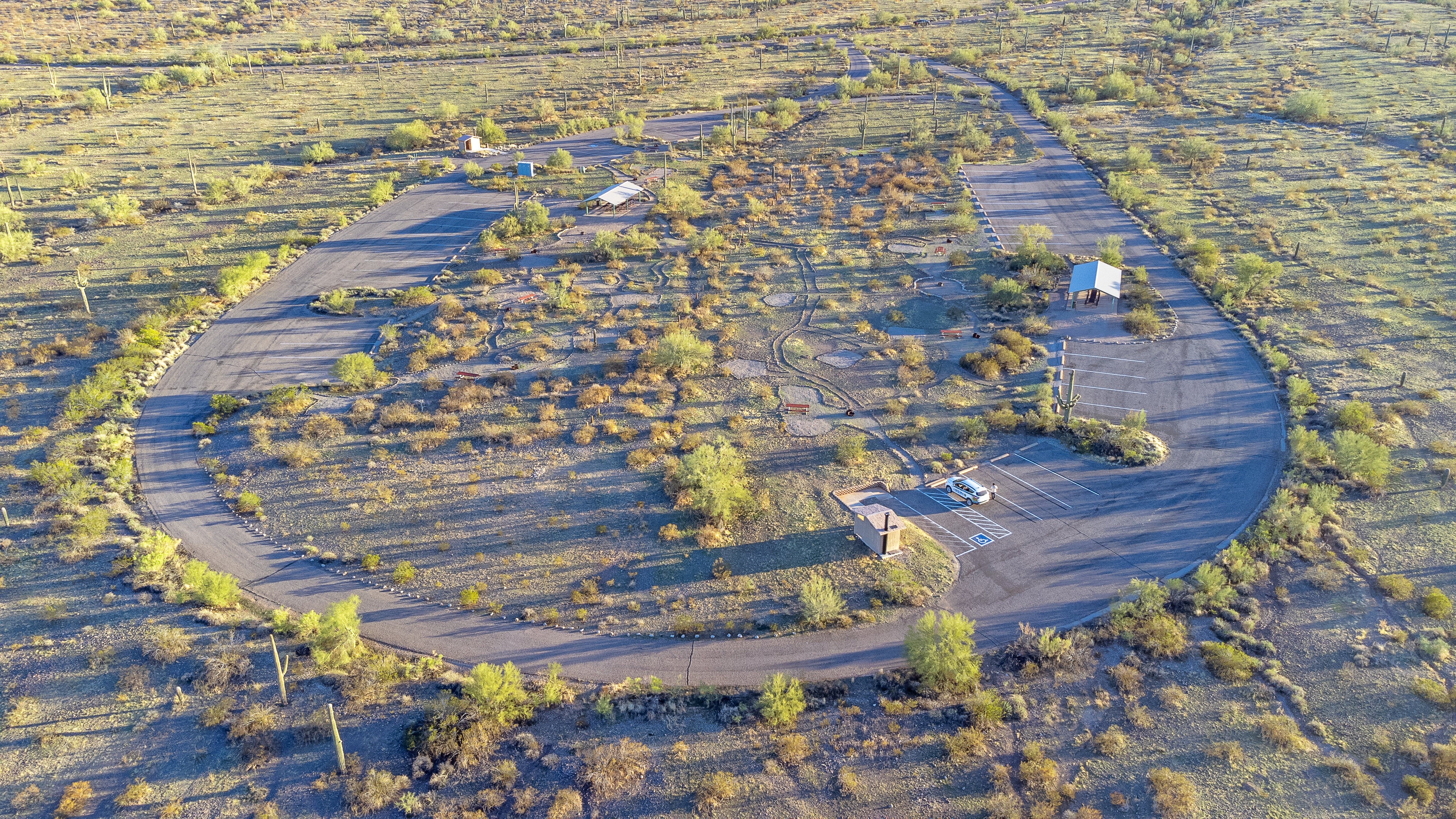 An overhead view of the Jackrabbit group camping area