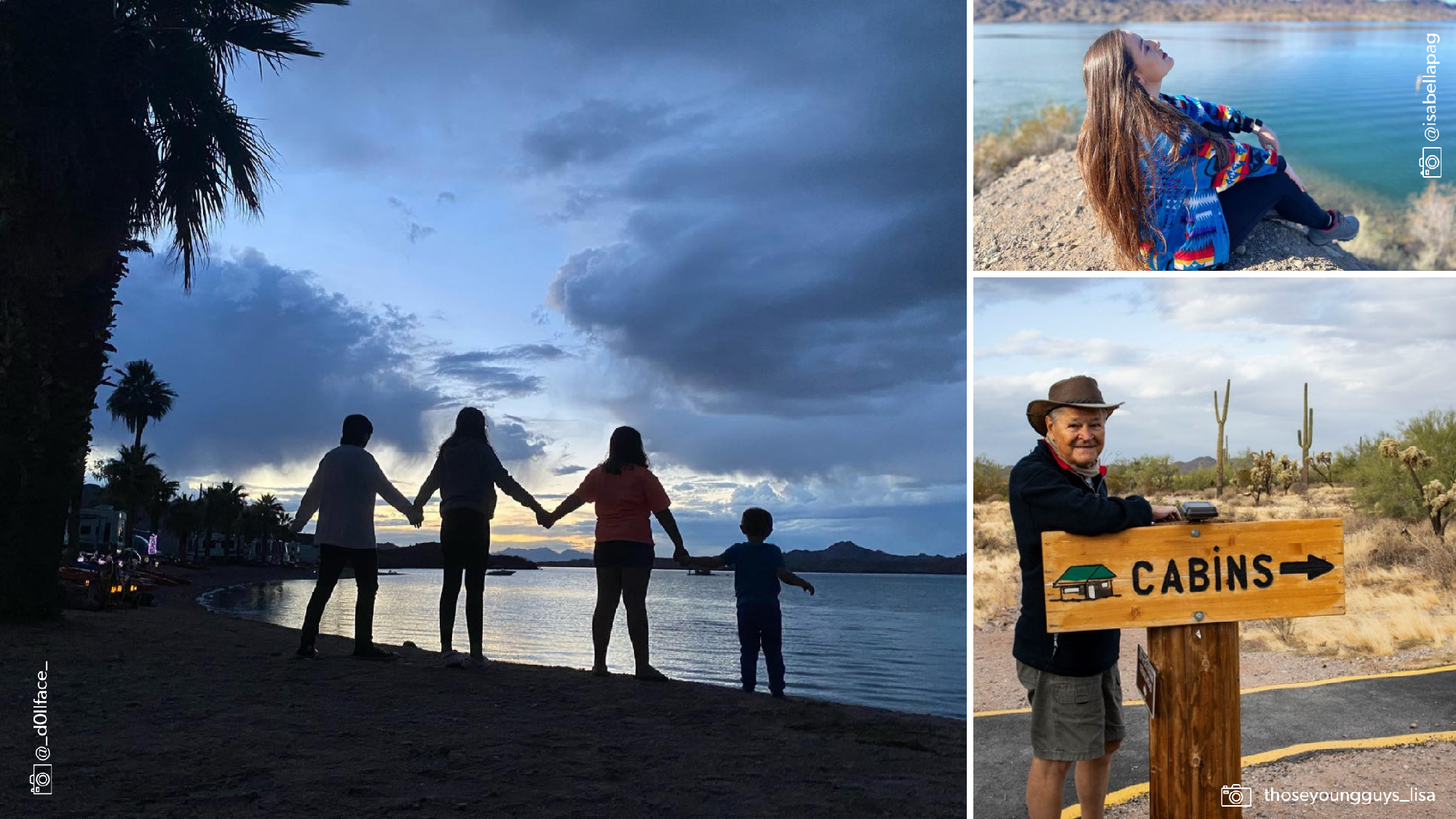 Three image collage. Extend your outdoor adventure with a glamping experience