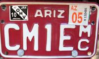 MC Plate that indicates the vehicle has been titled in the State of Arizona