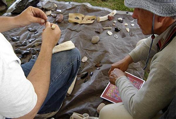 Archaeologists sorting artifacts during Archaeology Month