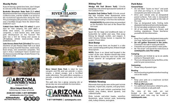 Click on the brochure to access and download the River Island State Park Map 