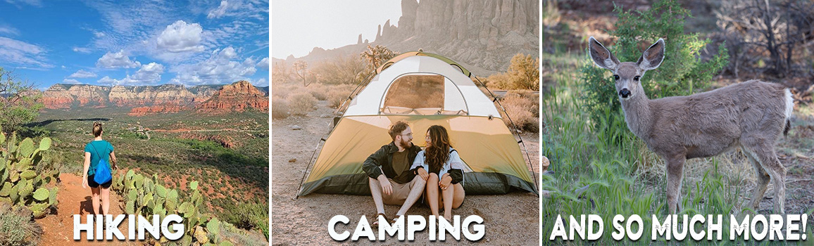 Image Overlay says, HIking, Camping, and so much more! Try new things this year. Get outside in Arizona's State Parks! 