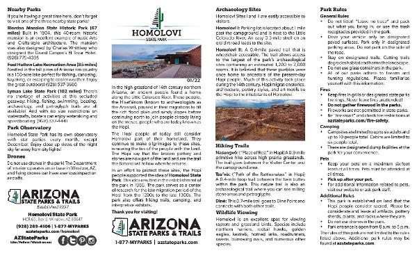 Click this brochure to download the Homolovi State Park Map