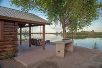 Arizona glamping at Roper Lake State Park. The lake is just steps from your cabin.