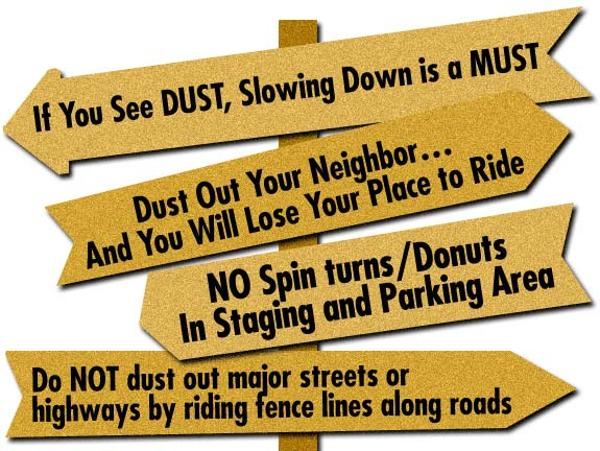 If you see dust, slowing down is a must displayed on a dirt sign